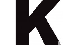 Lettre K noir sur fond blanc (5x5.5cm) - Sticker/autocollant
